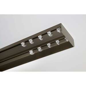 Fedecor Íves Előlapos - Komplett Függönysín 2 Soros Szett 300cm, Pezsgő - Függönysín felszerelt horgokkal - Karnis