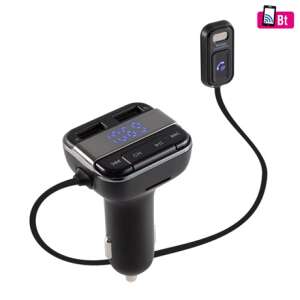 Sal Fm modulátor a bluetooth FMBT MIC auto sada s dvojitou USB nabíjačkou, mikrofónom a displejom - Transmitery