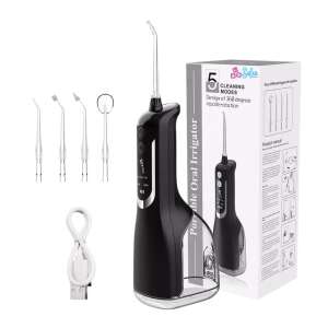 Sofia CONCEPT® Professional Oral Irrigator, 5 Modes, IPX7 Waterproof, 2200mAh Battery, 330ml Water Tank, Black - Mouth shower and Electric toothbrush