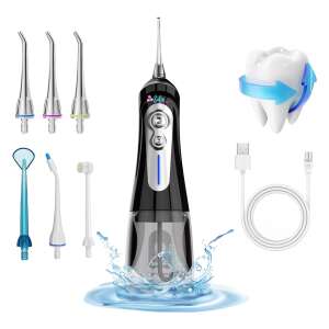 Sofia CONCEPT® Oral Irrigator, Professional Water Flosser, 6 Pressure Settings, 320ml Water Tank, IPX7 Waterproof, 2000mAh Rechargeable Battery, Black Diamond - Mouth shower and Electric toothbrush