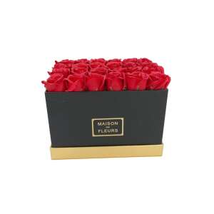 Rózsa Box Szögletes 30 Szál Fekete-Vörös 39216212 Ajándék ötletek Valentin-napra