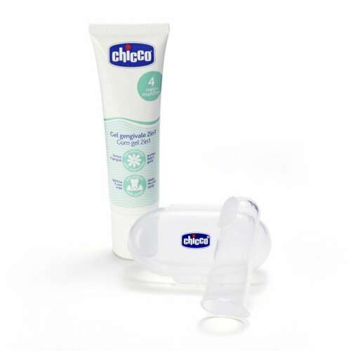 Chicco Gel za njegu desni 2u1 za bebe s četkicom za prst i kutijom