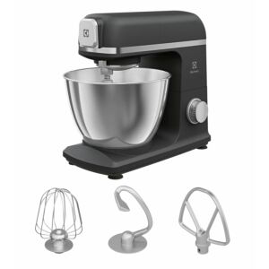 Electrolux E5KM14BPT Stand Mixer, 1200W, Black, with whisk, dough hook, and beater attachments - Hand Chopper and Kitchen Machine
