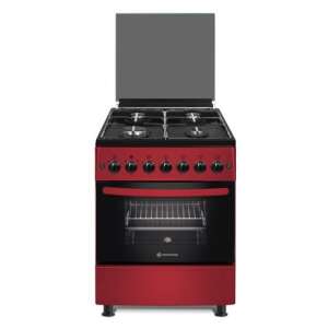 Novacook F6B40EF R Kombi-Herd, 66L, 4 Kochzonen, Timer, Energieklasse A, Rot