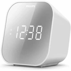 Angled view of Philips TAR4406/12 digital alarm clock radio - Audio