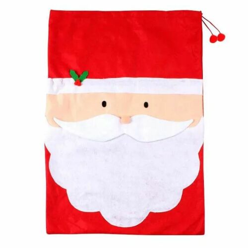 Nikolaus Sack Bart 70 cm, Weihnachtlicher Geschenkesack mit Bartdesign