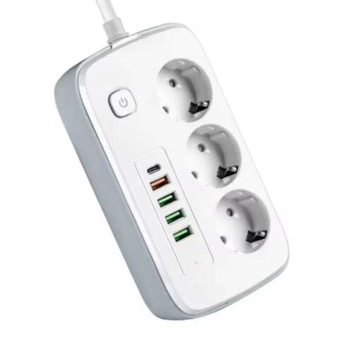 Univerzális Kapcsolós Előtét - 3 AC + 5 USB - 2m