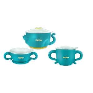 Neno Polpo baby and toddler octopus shaped dinnerware set, 3 bowls, 2 spoons, 2 forks, lids, suction base - Children's dinnerware set