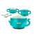 Neno Polpo baby and toddler octopus shaped dinnerware set, 3 bowls, 2 spoons, 2 forks, lids, suction base