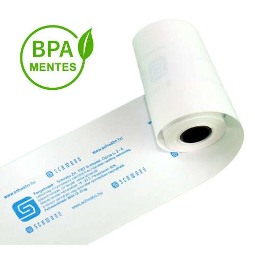 9 meter BPA free cash register tape roll, 57mm wide, Schwabo brand