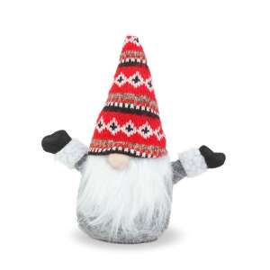 Skandináv karácsonyi manó, piros és szürke, 20 x 8,5 x 25 cm - Nonbrand Karácsonyi dekoráció