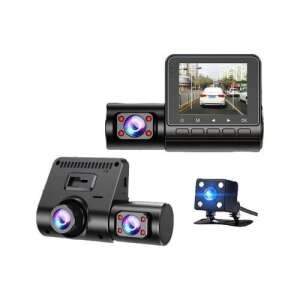 JINGONO KOS-14011 Three-lens car dash cam with front and rear camera, 2.4 inch screen, Full HD 1080p - Dash Camera