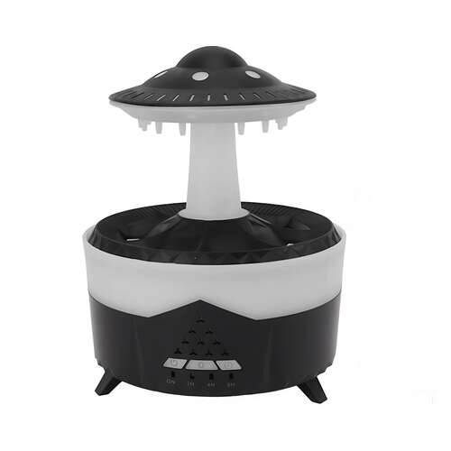 Fekete UFO alakú aroma diffúzor 7 színű LED fénnyel