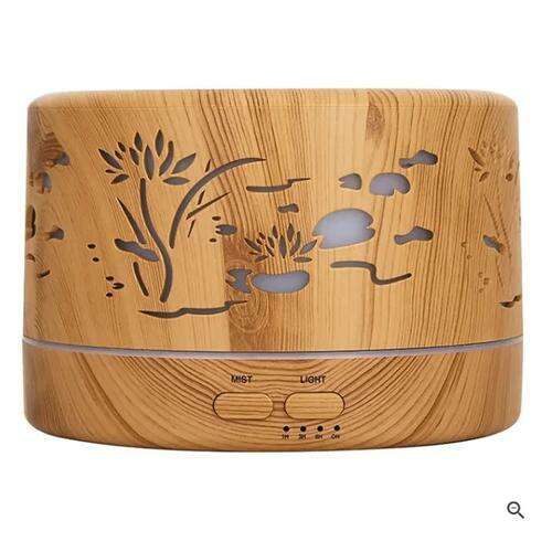 Szibella Remote Control Aroma Diffuser, with 7-Color LED Light, Light Brown