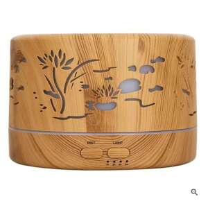 Szibella Wooden Aroma Diffuser with 7 Color LED Lights, Light Brown - Diffuser