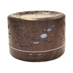 Difuzor de aromă Szibella din lemn maro închis cu lumină LED cu 7 culori și telecomandă - Difuzor