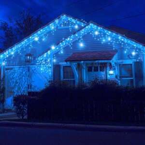 Blaue Eiszapfen-Weihnachtslichter, 500 LED, 25m, Außendekoration - Weihnachten