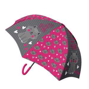 Pink and grey children's umbrella with cat design, I AM SO PURRFECT, Daemi - Children's Umbrella