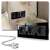 Fekete edzett üveg hármas aljzat fehér kábellel és dugóval
