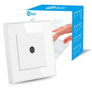 iUni TS TV socket with tempered glass frame, white, 9.5mm female connector - Socket & Outlet