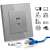 iUni SD RJ45 Cat6 network socket, silver, tempered glass frame, with network cable