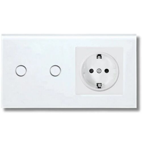 iUni 2Y Touch Light Switch and Socket, white tempered glass