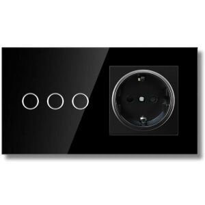 iUni black touch light switch and EU socket close-up - Light Switch