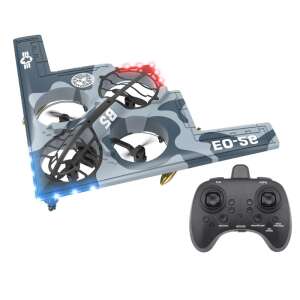 iUni E0-26 remote control airplane, stealth bomber, 360 degree aerobatics, 6-axis gyroscope, crash resistant, LED lights, blue - Remote control vehicle