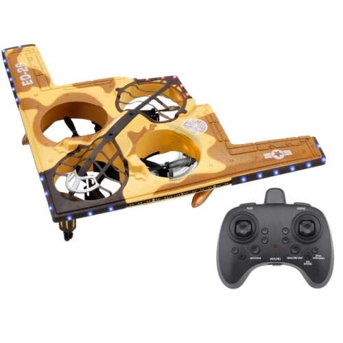 iUni E0-26 RC Airplane, Stealth Bomber Aircraft, 360° Acrobatics, Gyroscope, Shockproof, LED Lights