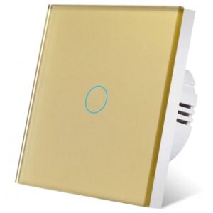 Intrerupator touch cap scara, cap cruce iUni 1F, Sticla securizata, LED, Auriu 141462293 - IUni