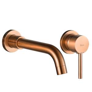 Rea Lungo Cooper Brush wall mounted bathroom faucet, gold finish - Rea