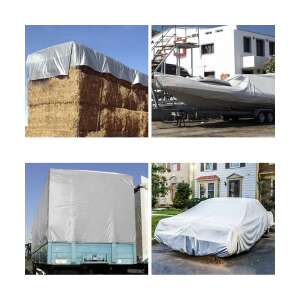 Gardlov 4x5m silver tarpaulin, usage examples, collage - Iso Trade