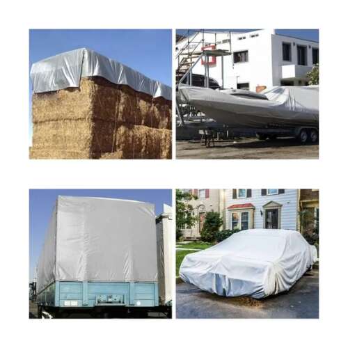 Gardlov 4x5m silver tarpaulin, usage examples, collage