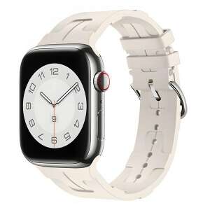 Pasek do Apple Watch z silikonu w kolorze beżowym, kompatybilny z modelami Apple Watch 42mm, 44mm, 45mm i 49mm - Pasek do inteligentnego zegarka