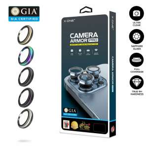 X-One Camera Armor Pro Zafírüveg Kamera Lencsevédő iPhone 16 Pro-hoz, GIA tanúsított, Ultra Tiszta, Teljes Lefedettség, Igaz 9H Keménység - X-ONE