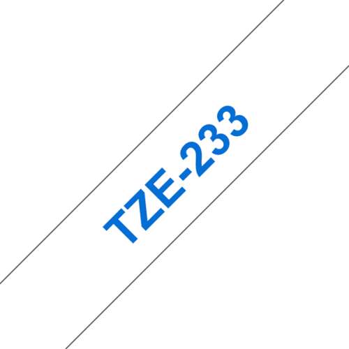Brother szalag tze-233, fehér alapon kék, laminált, 12mm  0.47", 8 méter TZE233