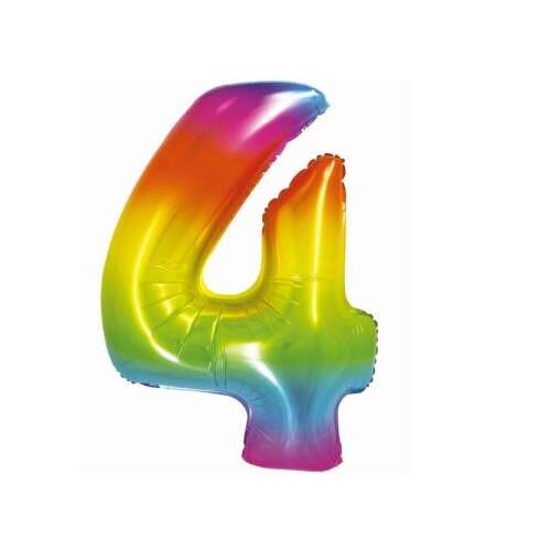 Regenbogenfarbener Folienballon, 76 cm - Zahl 4 108750579