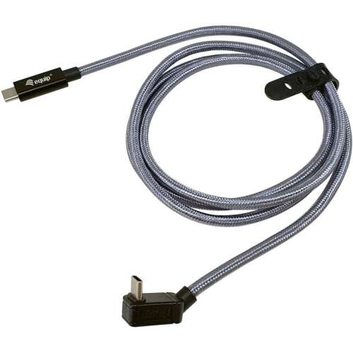 Cablu USB4 Gen 2x2 Equip 128421, 1 metru, USB-C, argintiu, conector în unghi drept