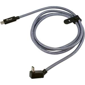 Equip 128421 USB4 Gen 2x2 1 méteres USB-C kábel, ezüst, derékszögű csatlakozó - Equip