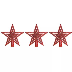 Piros csillogó csillag karácsonyfa csúcsdísz, 10 cm - Nonbrand Karácsonyfadísz