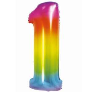 Regenbogenfarbener Folienballon, 76 cm - Zahl 1 108754250 - Luftballons