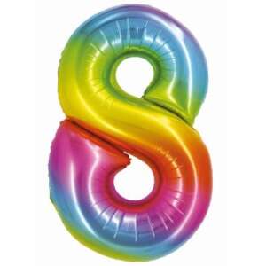 Regenbogenfarbener Folienballon Nummer 8, 76 cm - Luftballons