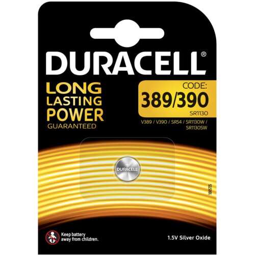 Duracell 389/390 Ezüst-oxid elem, SR1130, 1,5V