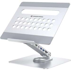 Stojan na notebook Conceptronic DONN27G, strieborný, nastaviteľný, s USB portami - Conceptronic