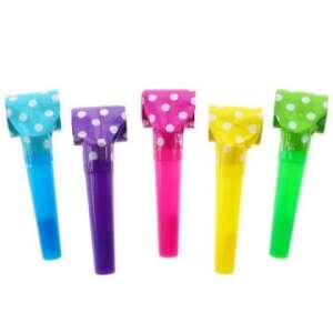 5er Pack bunte Party-Tröten mit Punkten - Godan