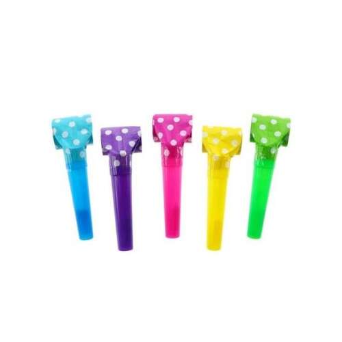 5er Pack bunte Party-Tröten mit Punkten