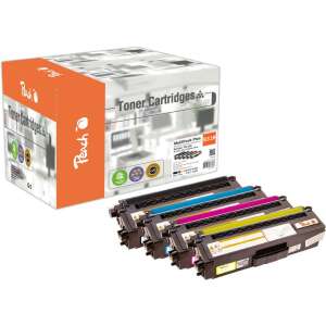 Peach PT842 toner kazetták multipack, 5 db-os csomag, fekete, cián, magenta, sárga - Peach