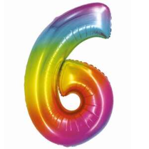 Regenbogenfarbener Zahlen-Folienballon 6, 76 cm - Luftballons