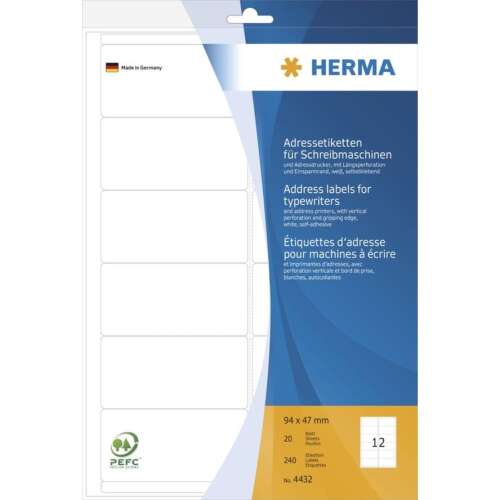 Herma Címkék - Írógéphez és Kézi Használatra - 94x47 mm - 240 db
