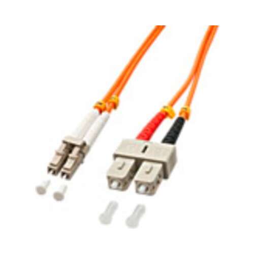 Kabel patchowy światłowodowy Lindy LC do SC, 2 metry długości, OM2 wielomodowy, pomarańczowy